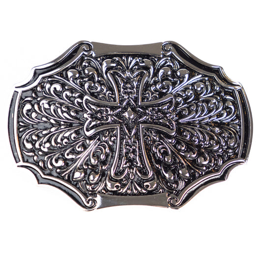 RLB506 - RockinLeather Silver Cross Belt Buckle