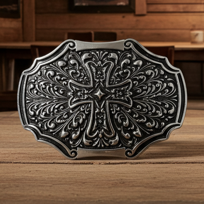 Load image into Gallery viewer, RLB506 - RockinLeather Silver Cross Belt Buckle
