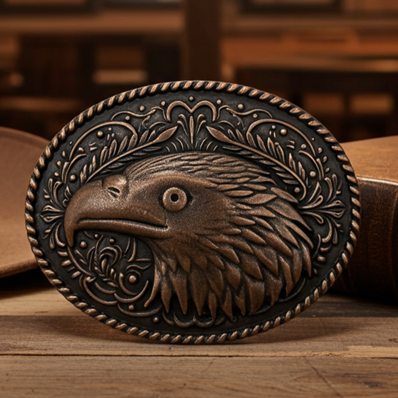 Load image into Gallery viewer, RLB507 - RockinLeather Pewter Eagle Head Belt Buckle
