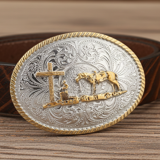 RLB510 - RockinLeather Cowboy Prayer Belt Buckle