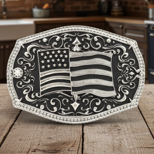 RLB516 - RockinLeather Waving Flag Belt Buckle
