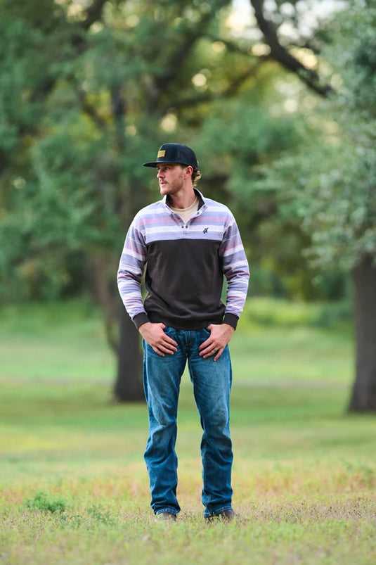 HH2609BRST - Hooey "Stevie" Pullover Brown/Stripe Pattern