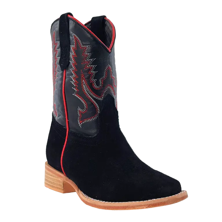 Load image into Gallery viewer, RWK100 - R. Watson Kid&#39;s Black Roughout Wide Square Boots
