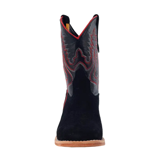 RWK100 - R. Watson Kid's Black Roughout Wide Square Boots