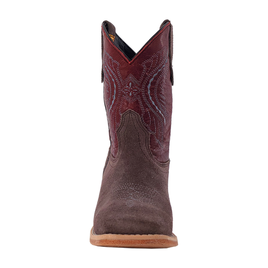 RWK104 - R. Watson Kid's Charcoal Roughout Wide Square Boots