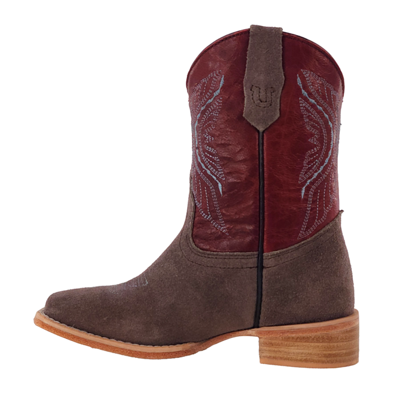 Load image into Gallery viewer, RWK104 - R. Watson Kid&#39;s Charcoal Roughout Wide Square Boots
