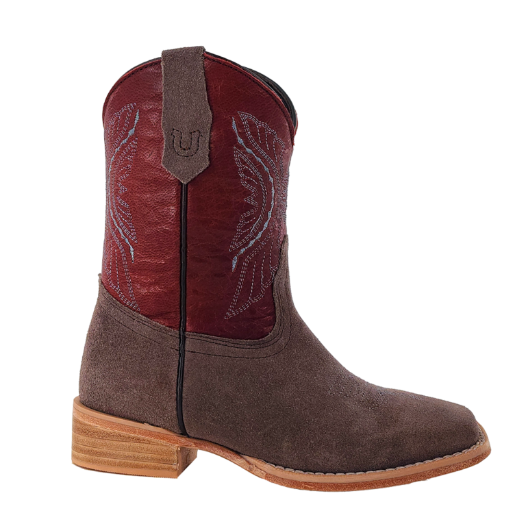 Load image into Gallery viewer, RWK104 - R. Watson Kid&#39;s Charcoal Roughout Wide Square Boots
