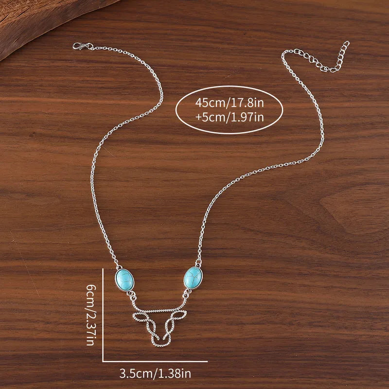 Load image into Gallery viewer, NIHNK3 - Retro Bull Head Turquoise Necklace
