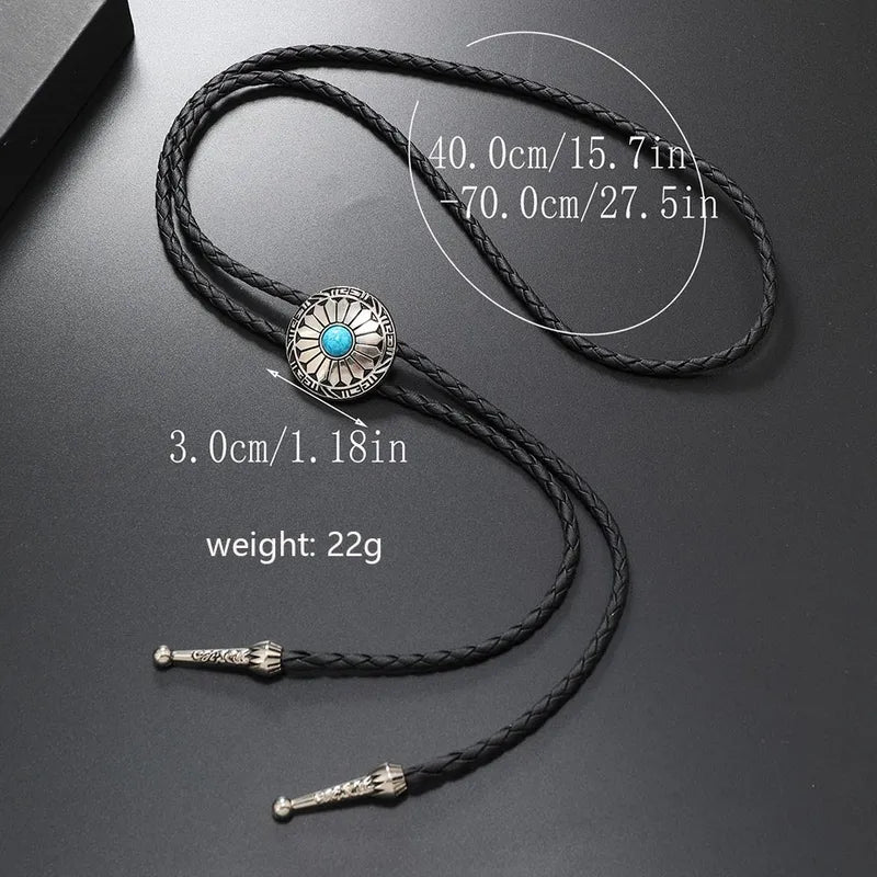 Load image into Gallery viewer, NIHBO5 - Turquoise Stone Silver Bolo
