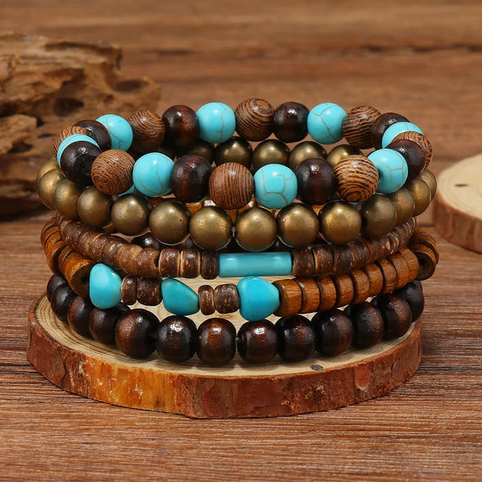NIHBC63 - Multi Layer Beaded Turquoise Bracelet