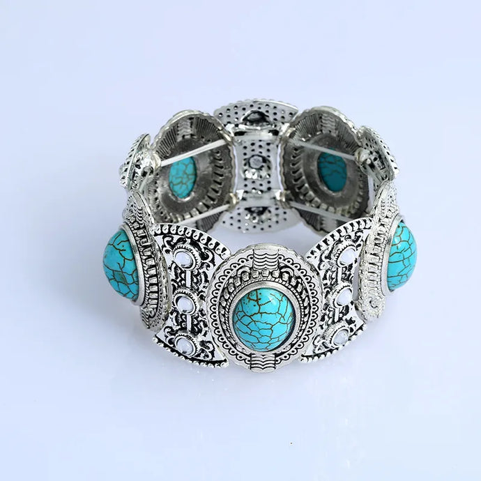 NIHBC78 - Multi Stone Turquoise Stretch Bracelet