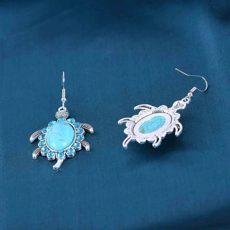 Load image into Gallery viewer, NIHER111 - Vintage Tortoise Earrings W/ Turquoise Inlay
