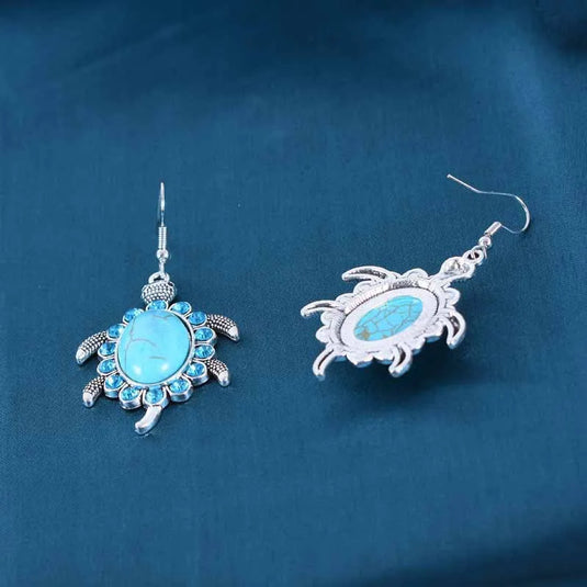 NIHER111 - Vintage Tortoise Earrings W/ Turquoise Inlay