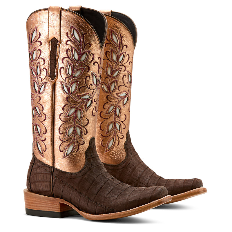 Load image into Gallery viewer, 10061121 - Ariat Women's Futurity Silk Sueded Caiman Western Boot
