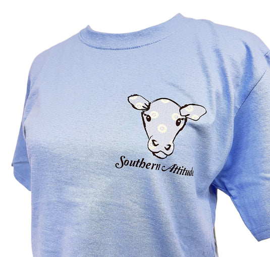 S375 - Cute & Bossy Cow - Carolina Blue