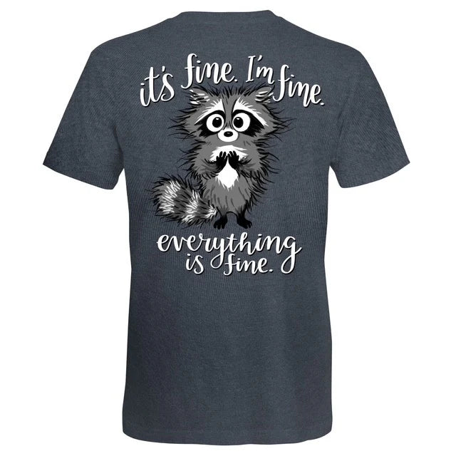 Load image into Gallery viewer, S398 - I'm Fine Raccoon - Dark Heather Gray
