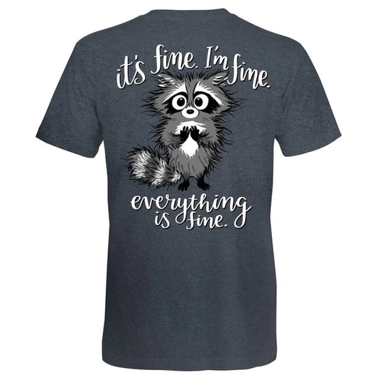 S398 - I'm Fine Raccoon - Dark Heather Gray