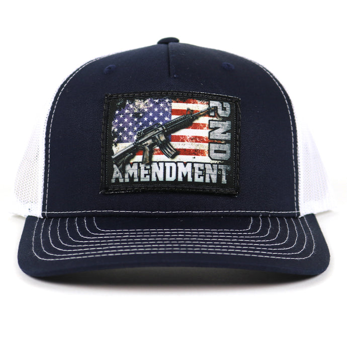 SA101 - Second Amendment Navy/White 2nd Amendment Patch Cap