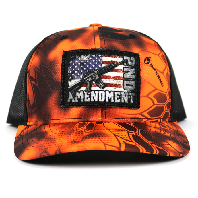 SA104 - Southern Addiction Kryptek Inferno/Black 2nd Amendment Patch Cap