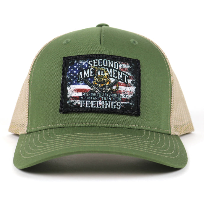 SA110 - Southern Addiction Army Olive Green/Tan Rights vs. Feelings Patch Cap