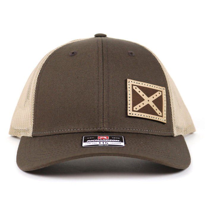 SA125 - Southern Addiction Brown/Khaki Light Leather Flag Patch Cap