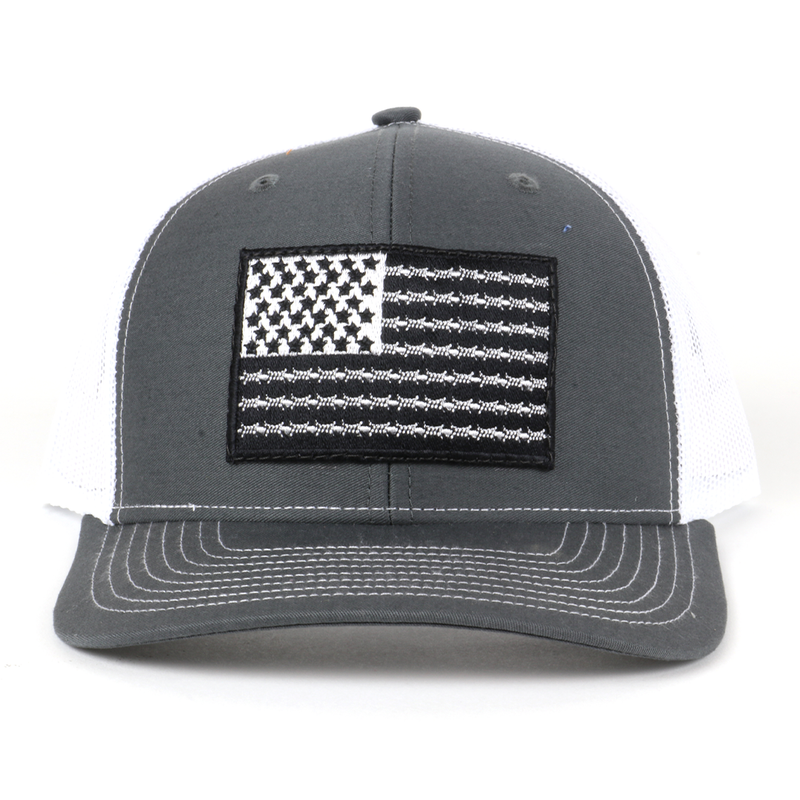 Load image into Gallery viewer, SA132 - Southern Addiction Charcoal/White Barbed Wire Flag Cap
