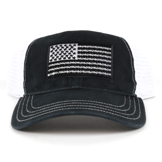 SA139 - Southern Addiction Black/White Barbed Wire Flag Cap