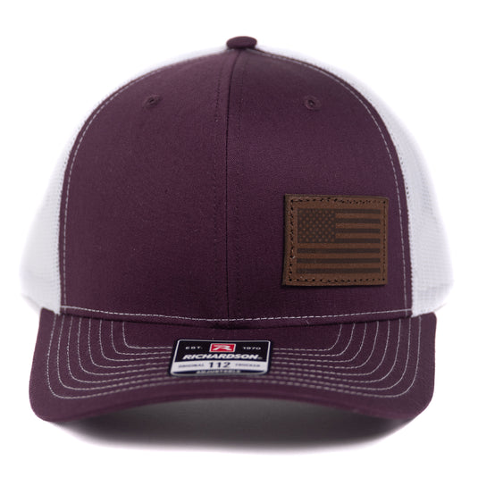 SA148 - Southern Addiction Maroon/White Dark American Flag Cap