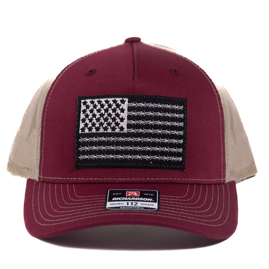 SA149 - Southern Addiction Barbed Wire Flag Cardinal/Tan Cap