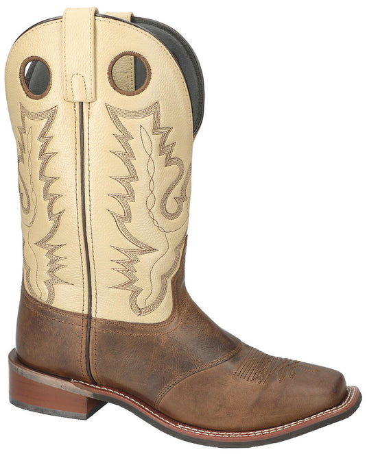 4302 - Smoky Mountain Men's Nash Brown /Cream Leather Western Boot w/ Saddle Vamp