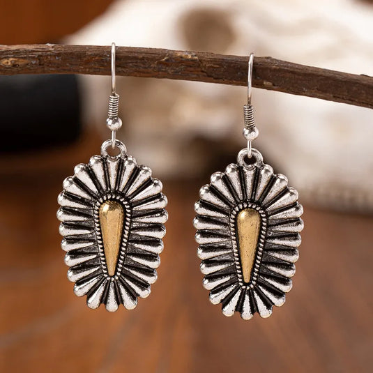 NIHER131 - Geometric Earrings In Alloy W/ Special Printing Design