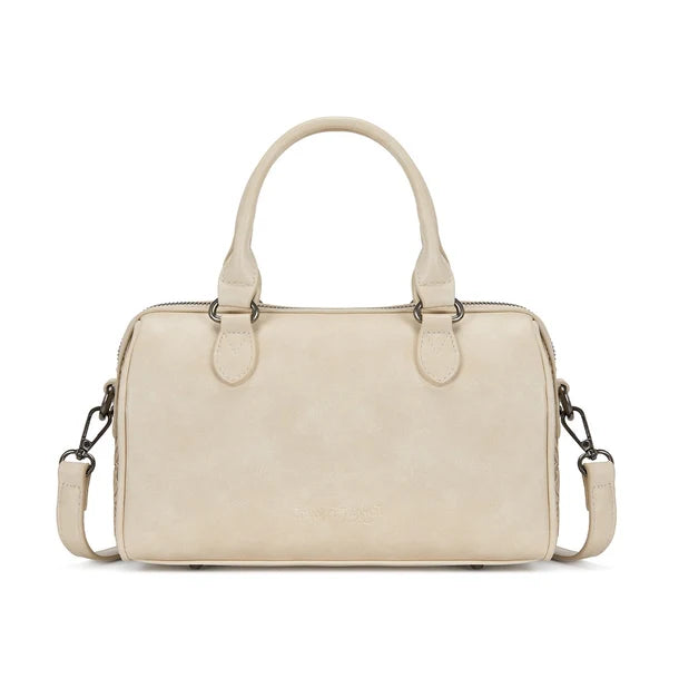 Load image into Gallery viewer, TR-HB-215-8323-TN - Trinity Ranch Tooled Floral Cowhide Satchel Crossbody Bag - Tan
