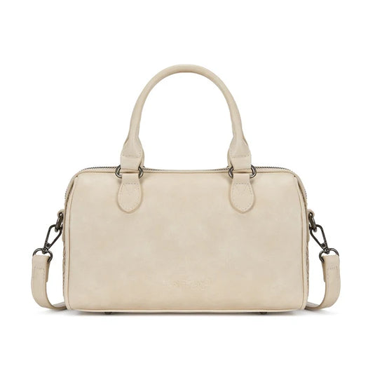 TR-HB-215-8323-TN - Trinity Ranch Tooled Floral Cowhide Satchel Crossbody Bag - Tan