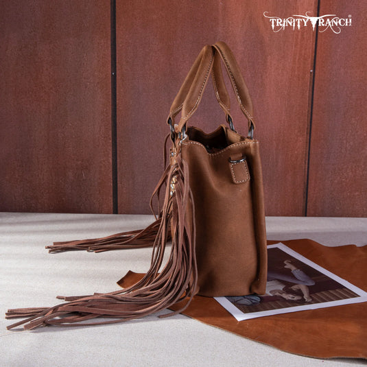 TR146-8120BR - Trinity Ranch Hair-On Cowhide Tote/Crossbody