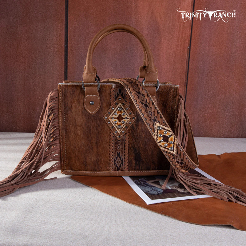 Load image into Gallery viewer, TR146-8120BR - Trinity Ranch Hair-On Cowhide Tote/Crossbody
