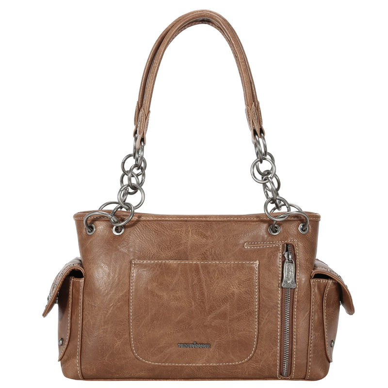 Load image into Gallery viewer, TR150G-8085BR - Trinity Ranch Tooled Collection Concealed Carry Satchel
