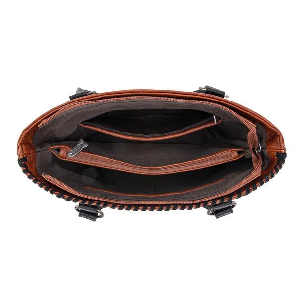Load image into Gallery viewer, TR192G-8317LBR - Trinity Ranch Concho Collection Concealed Carry Tote - Light Brown
