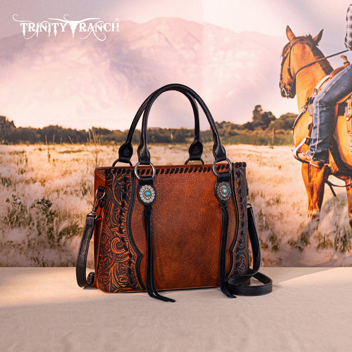 TR192G-8322BR - Trinity Ranch Concho Collection Tote/Crossbody