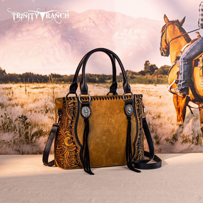 TR192G-8322LBR - Trinity Ranch Concho Collection Tote/Crossbody