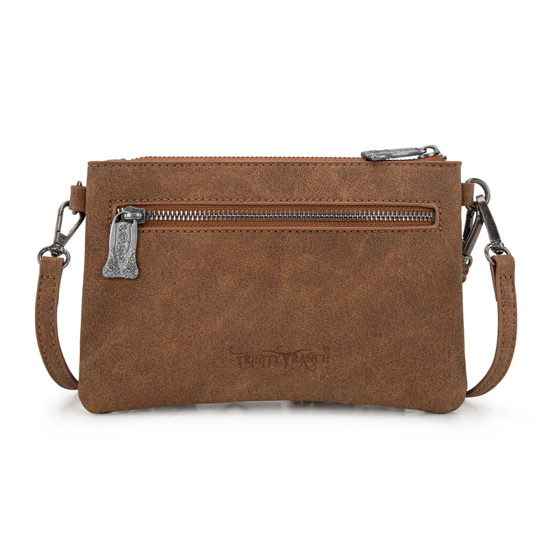 Load image into Gallery viewer, TR194-181BR - Trinity Ranch Floral Tooled Collection Clutch/Crossbody - Brown
