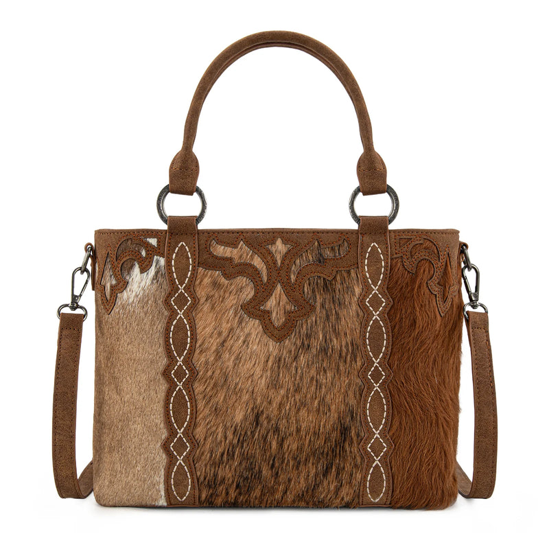 Load image into Gallery viewer, TR198G-8899BR - Trinity Ranch Genuine Hair-On Cowhide Collection Concealed Carry Tote - Brown
