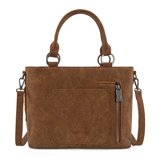 TR198G-8899BR - Trinity Ranch Genuine Hair-On Cowhide Collection Concealed Carry Tote - Brown