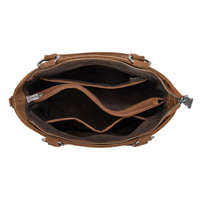 Load image into Gallery viewer, TR198G-8899BR - Trinity Ranch Genuine Hair-On Cowhide Collection Concealed Carry Tote - Brown

