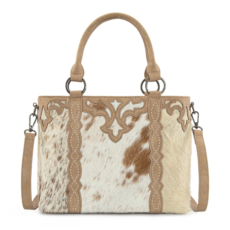 Load image into Gallery viewer, TR198G-8899TN - Trinity Ranch Genuine Hair-On Cowhide Collection Concealed Carry Tote - Tan
