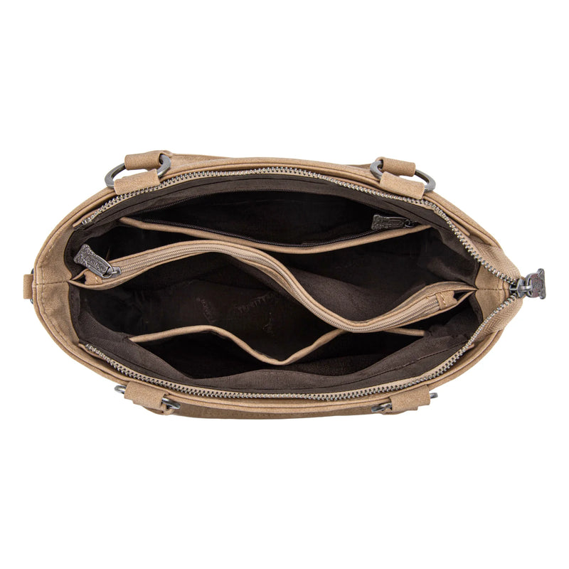Load image into Gallery viewer, TR198G-8899TN - Trinity Ranch Genuine Hair-On Cowhide Collection Concealed Carry Tote - Tan
