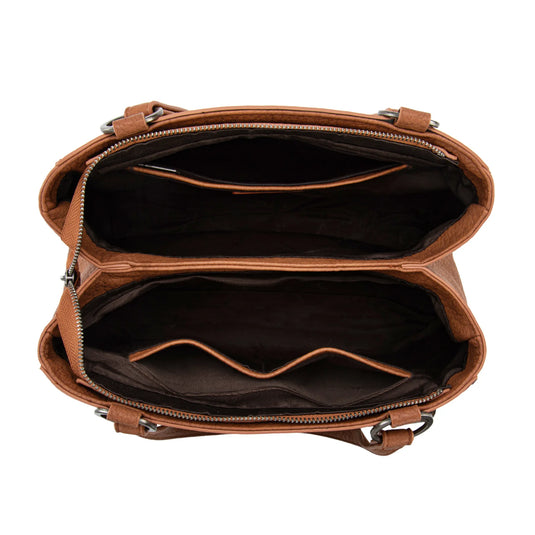 TR203G-8600BR - Trinity Ranch Genuine Hair-On Cowhide Concealed Carry Tote - Brown