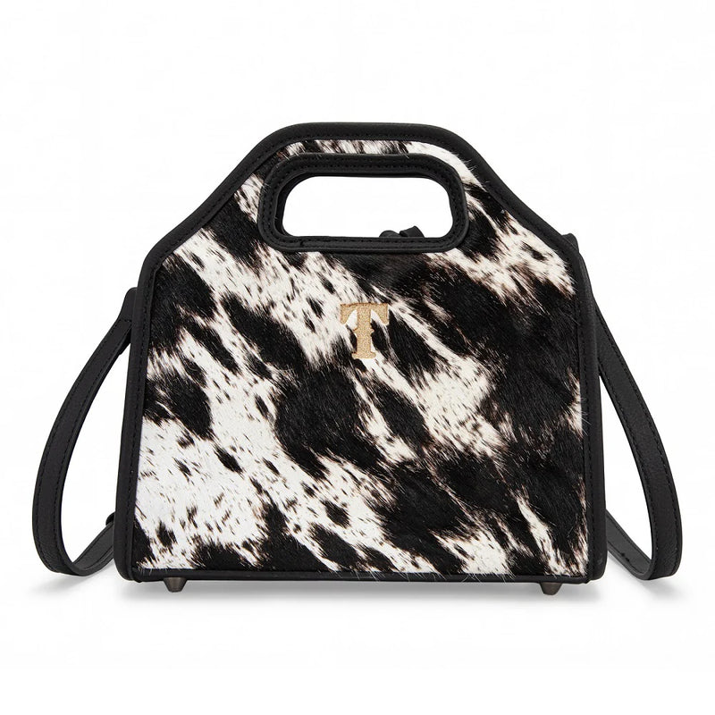 Load image into Gallery viewer, TR206-8360BK - Trinity Ranch Genuine Hair-On Cowhide Satchel Crossbody Bag - Black
