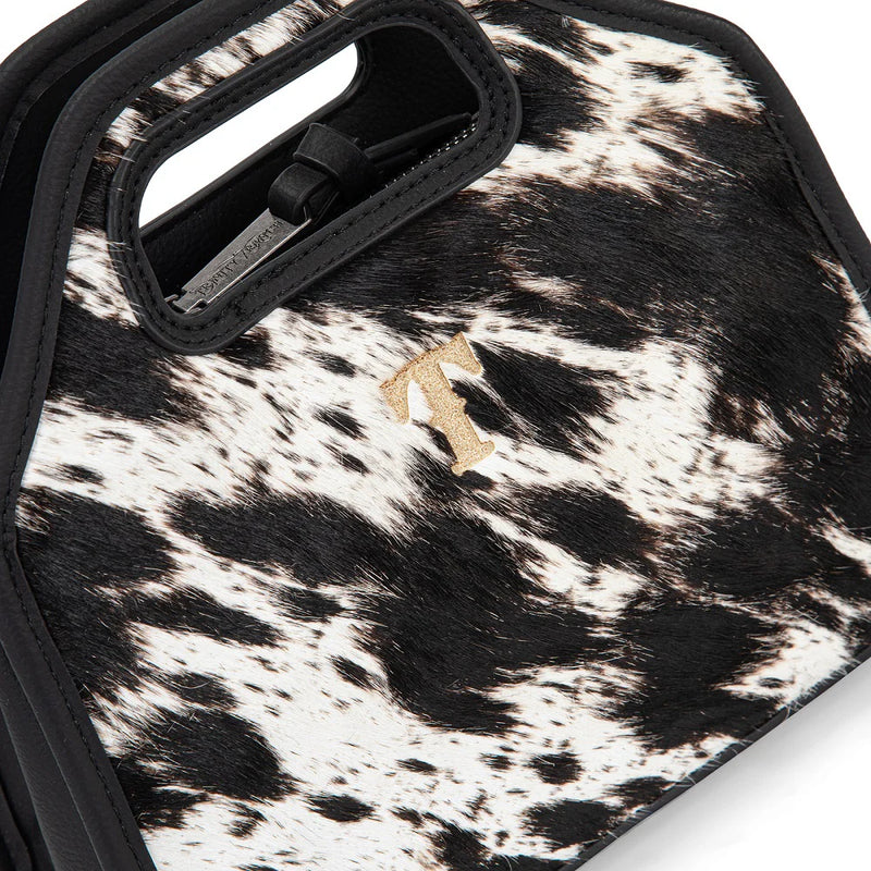Load image into Gallery viewer, TR206-8360BK - Trinity Ranch Genuine Hair-On Cowhide Satchel Crossbody Bag - Black
