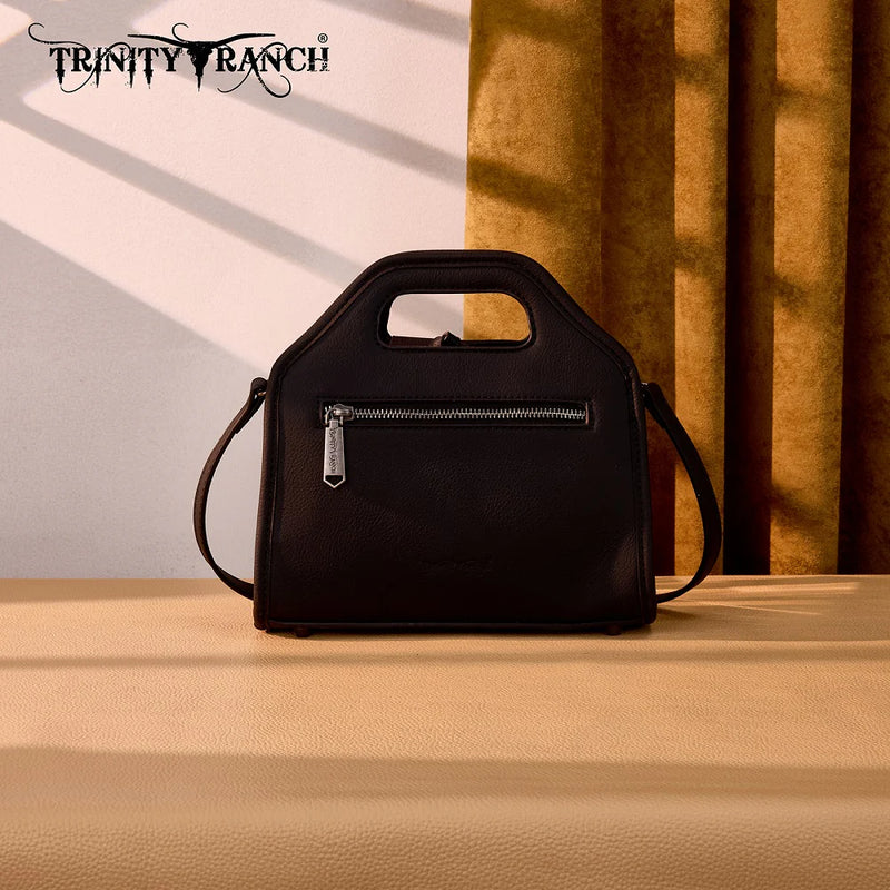 Load image into Gallery viewer, TR206-8360BK - Trinity Ranch Genuine Hair-On Cowhide Satchel Crossbody Bag - Black
