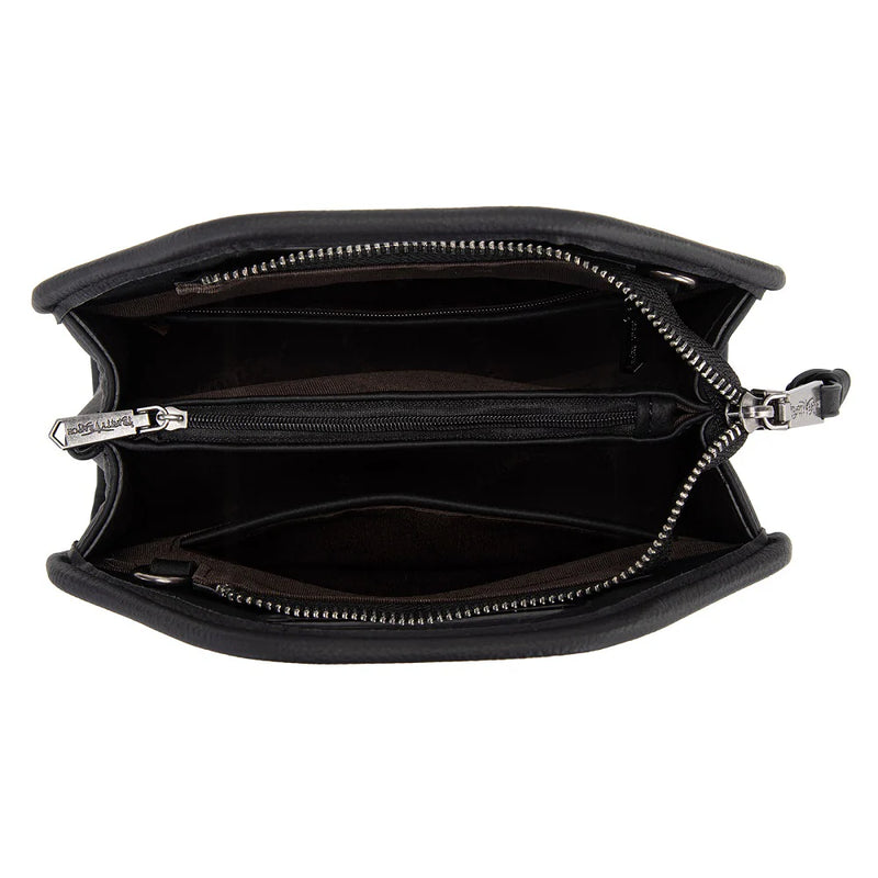 Load image into Gallery viewer, TR206-8360BK - Trinity Ranch Genuine Hair-On Cowhide Satchel Crossbody Bag - Black
